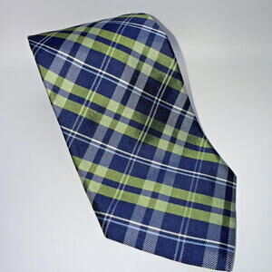 Blue Green Tartan Plaid Tommy Hilfiger Silk Tie EUC